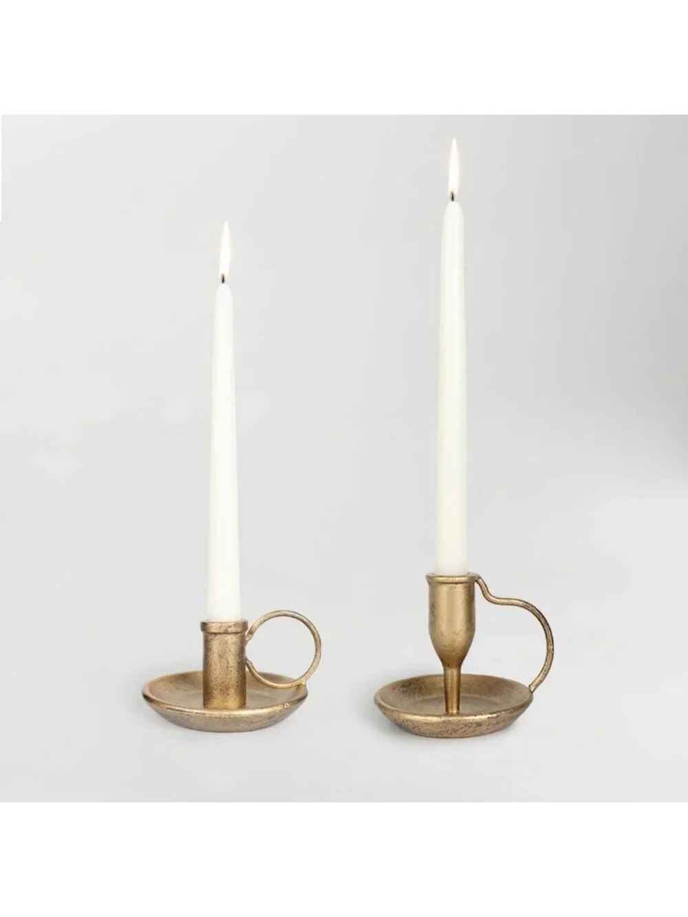 Antique Brass Taper Candle Holders Set of 2 | Vintage Decorative Stands for